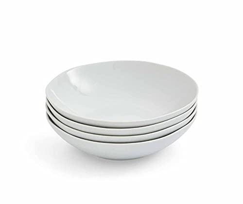 Portmeirion Sophie Conran Arbor Pasta Bowl | Set of 4 Bowls for Pasta, Salad, Soup and Side Dishes | 9-inch Organic Shape Stoneware | Dishwasher Safe (Dove Grey)