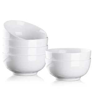 23 ounce porcelain bowls set 6 pack premium white ceramic bowls for cereal, soup, salad, pasta, prep, rice, ice cream, microwave & dishwasher safe