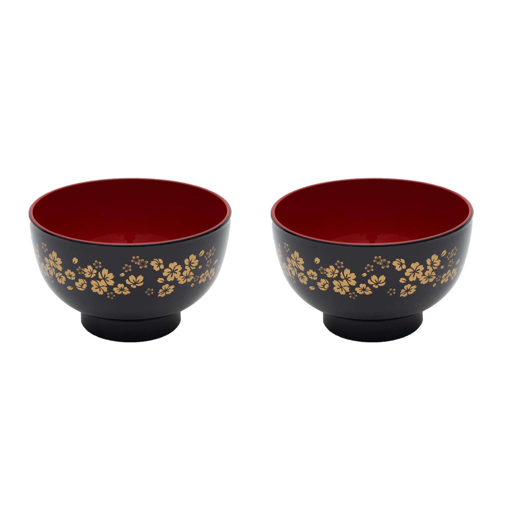 OTSUMAMI TOKYO Sakura Cherry Brossom Pattern Soup Bowl, Tonjiru Cup for Miso Soup, Noodles, Rice bowl, Donburi Dishwasher Safe, Made in Japan (2pcs, Small 4.3 x 2.6 in. 12.2 fl oz)