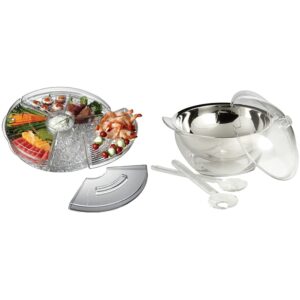 prodyne appetizers on ice with lids, 16", clear and prodyne bowl, iced salad-4 qt, off-white