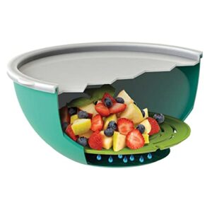 Jokari 2 Qt Self Draining Salad Bowl Set to Keep Fruit and Veggies Fresh and Crisp for Days. Includes Plastic Colander Style Strainer Plate that Nests Inside the Bowl and Tight Sealing Lid