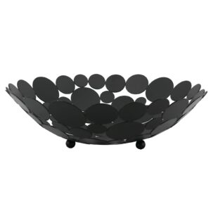 Patioer Metal Fruit Bowl Basket Decorative Fruit Basket 11.6 Inch, Large Round Centerpiece Bowl Countertop Fruit Holder Stand for Home Decor, Kitchen, Countertop, Counters, Black