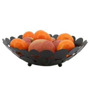 Patioer Metal Fruit Bowl Basket Decorative Fruit Basket 11.6 Inch, Large Round Centerpiece Bowl Countertop Fruit Holder Stand for Home Decor, Kitchen, Countertop, Counters, Black