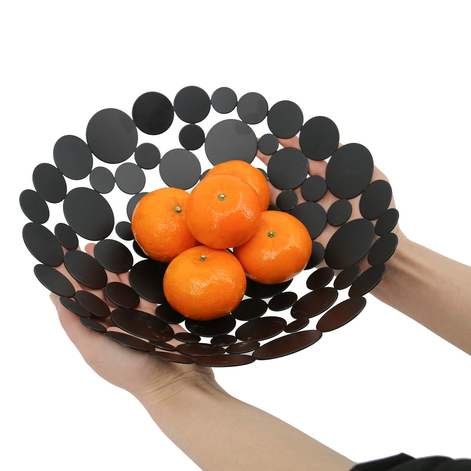 Patioer Metal Fruit Bowl Basket Decorative Fruit Basket 11.6 Inch, Large Round Centerpiece Bowl Countertop Fruit Holder Stand for Home Decor, Kitchen, Countertop, Counters, Black