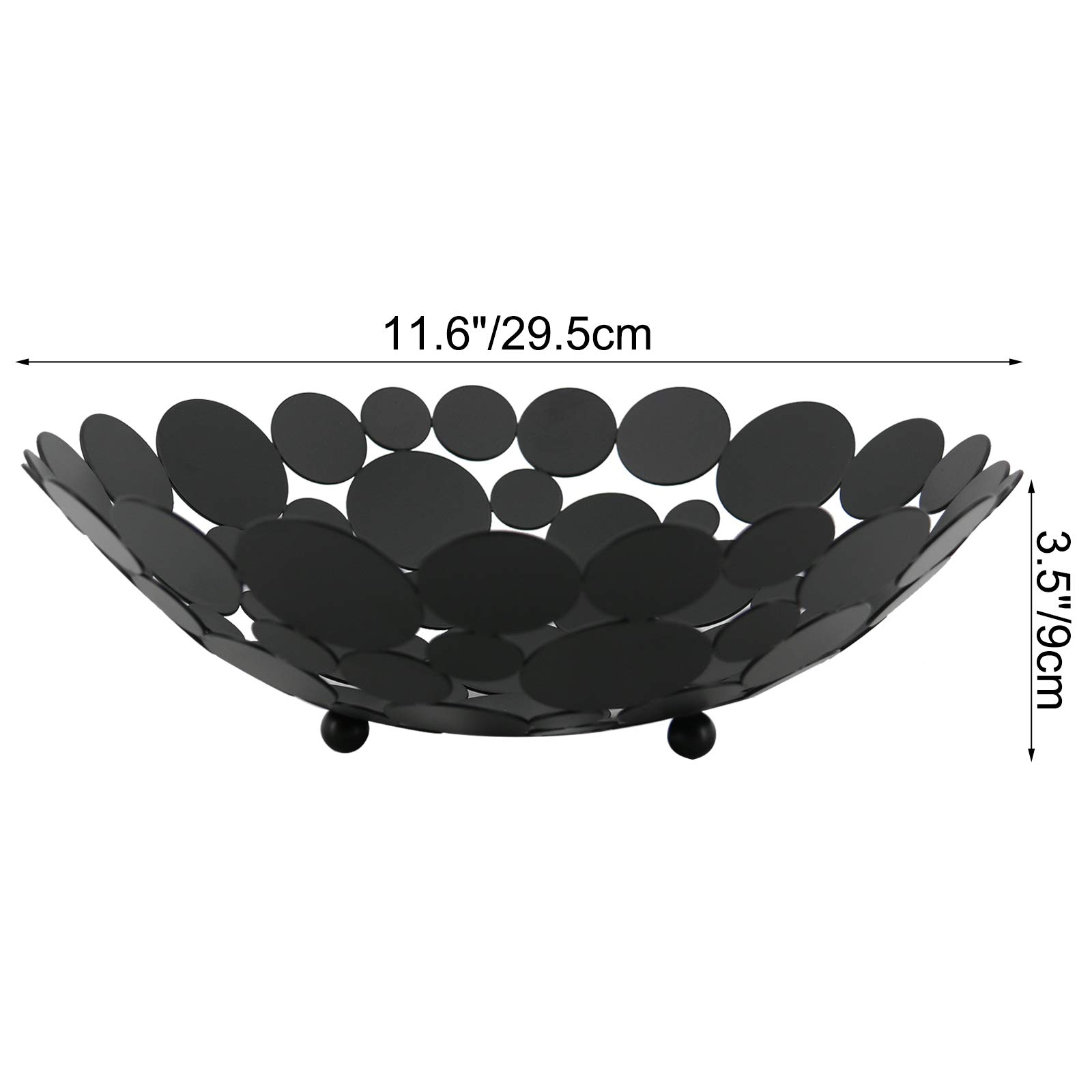 Patioer Metal Fruit Bowl Basket Decorative Fruit Basket 11.6 Inch, Large Round Centerpiece Bowl Countertop Fruit Holder Stand for Home Decor, Kitchen, Countertop, Counters, Black