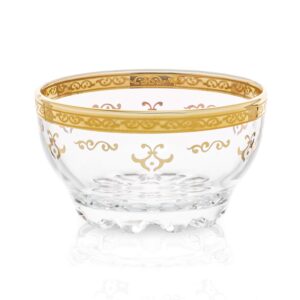 clear glass dessert bowls/cups with rich gold design-set of 6- measures: 4"d x 3"h