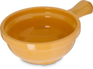 carlisle foodservice products soup bowl with handle for catering, buffets, restaurants, san, 8 ounces, yellow