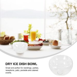 DOITOOL Salad Bowls Salad Bowls with Dry Ice Design - Double Wall High Borosilicate Glass Serving Bowls - Banana Bowls Clear Bowls for Chilled Pasta, Potato, Dressing, Fruit (13cm/5in