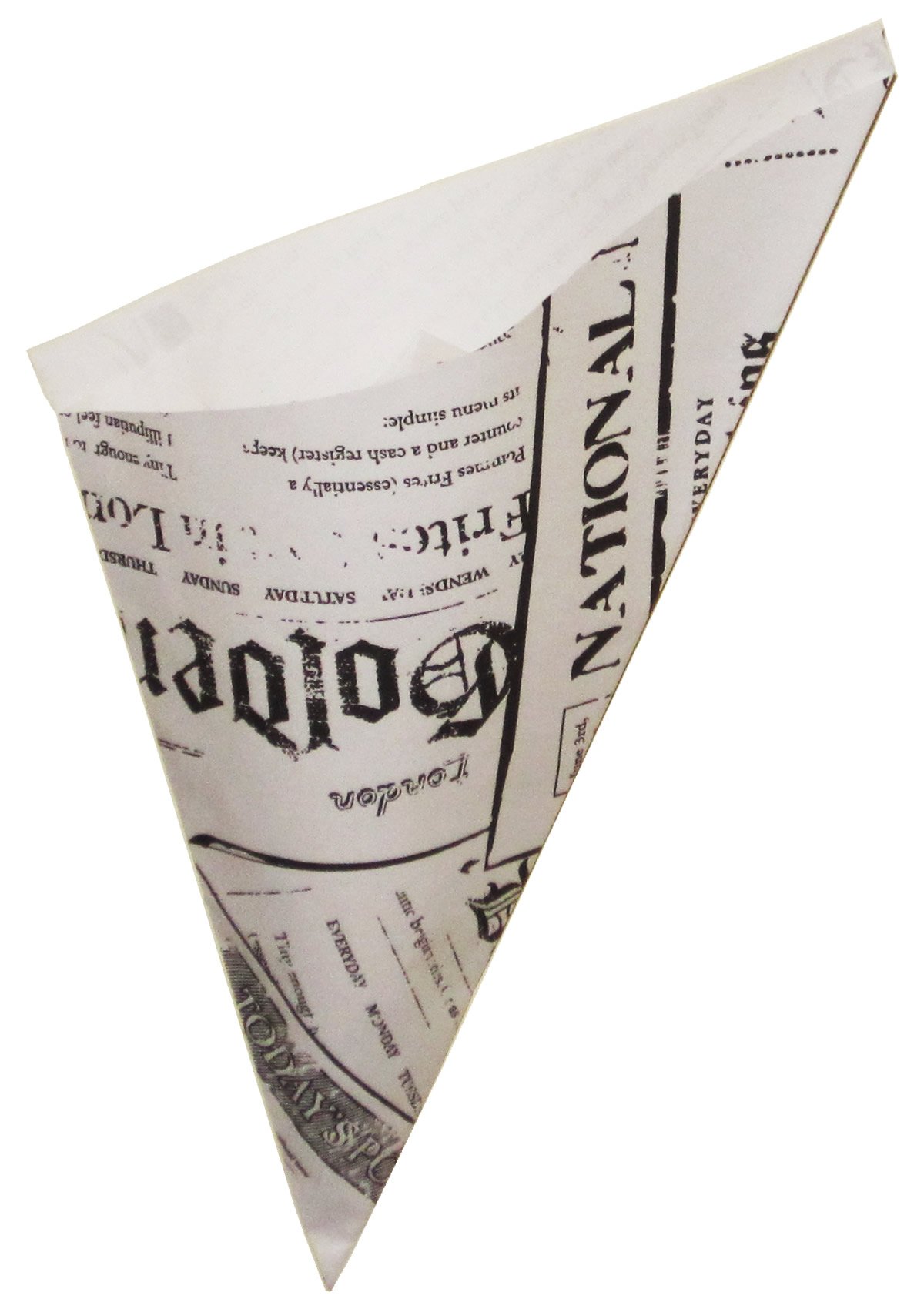 English Newspaper Paper Cones. Medium Size K-17, holds 8.5 oz. 21¢ per cone (100 Cones)