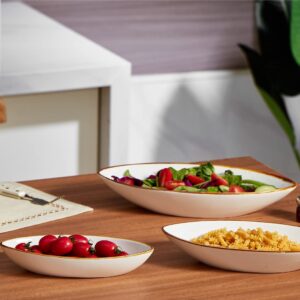 ONEMORE Pasta Bowls and Large Oval Bowls Bundle - Microwave, Oven and Dishwasher Safe - Creamy White