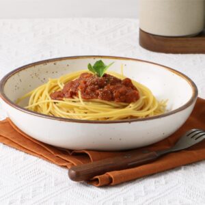 ONEMORE Pasta Bowls and Large Oval Bowls Bundle - Microwave, Oven and Dishwasher Safe - Creamy White