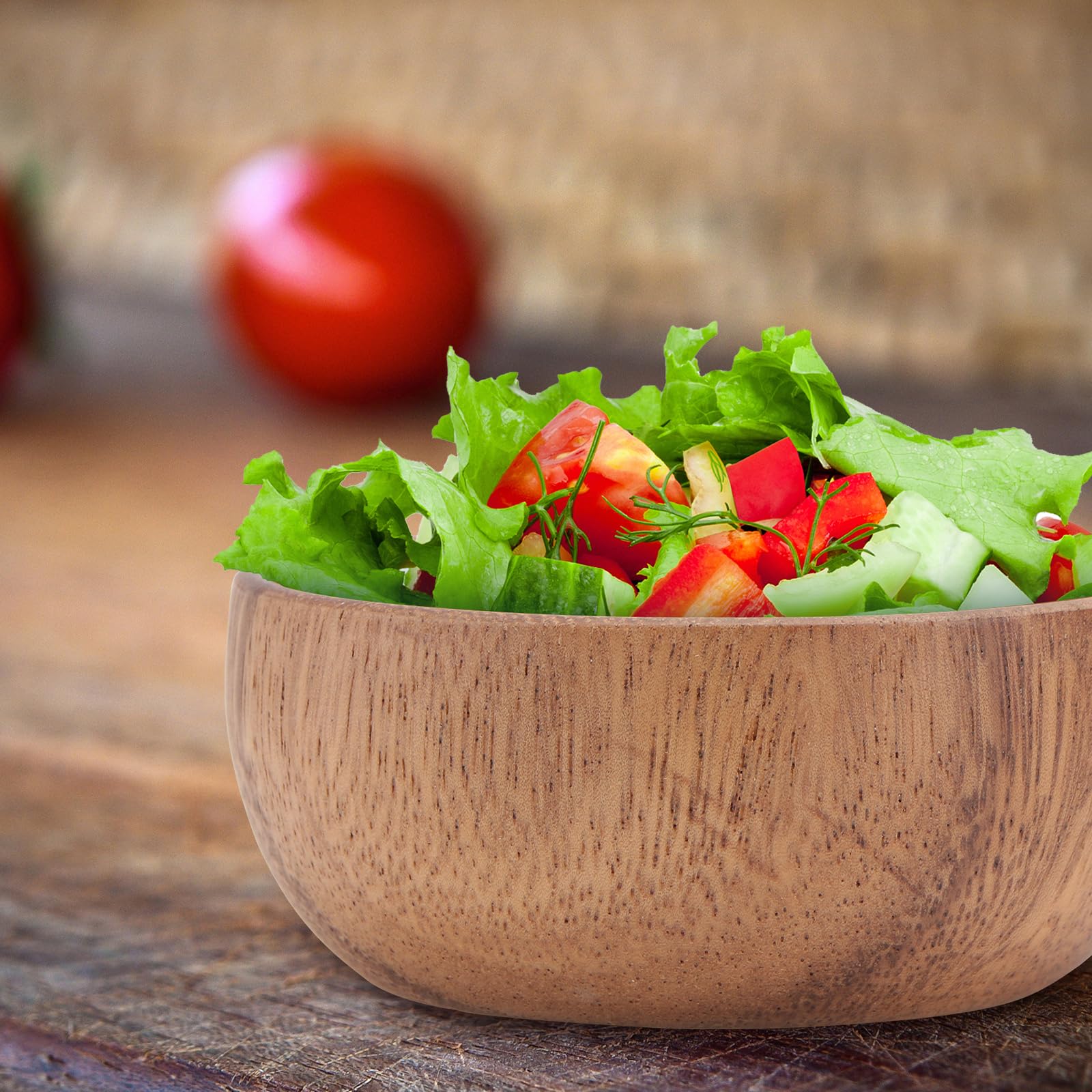 Angoily Round Acacia Wooden Bowl 3 inch Handmade Calabash Bowl Small Wooden Bowl Perfect for Nuts, Candy, Appetizer, Snacks, Olive and Salsa