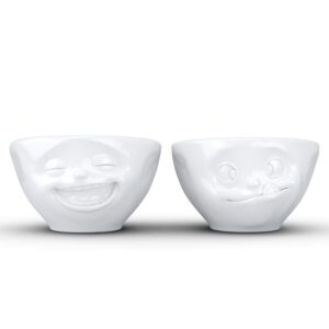 tassen small porcelain bowl set no. 3, laughing & tasty face, 3.3 oz. white (set of 2 bowls)