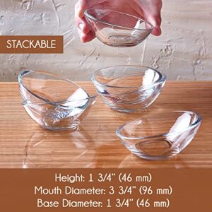 Crystalia Boutique Slant Cut Glass Bowls Set for Kitchen Prep, Small Pinch Bowls, Clear Glass Cooking and Serving Bowls for Fruit, Sauce, Dessert and Candy Dishes, Mini Decorative Dinnerware Set of 6