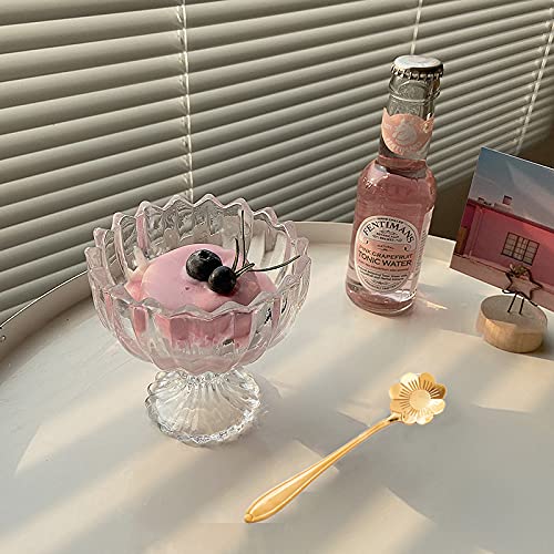Aebor 6 sets Glass Ice Cream Cups,Dessert Bowls, for Dessert, Sundae, Ice Cream, Fruit, Salad, Snack, Cocktail,etc (Includes 6 Glass Ice Cream Cups And 6 Metal Spoons)