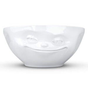 fiftyeight products tassen porcelain bowl, grinning face edition, 11 oz. white (single bowl) medium bowl for soup cereal