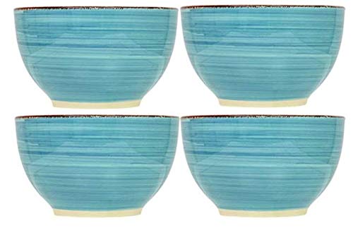 Royal Norfolk Turquoise Swirl Stoneware Bowls - 5 1/2, Set of 4