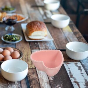 Luxshiny Heart Shaped Bowl Heart Shaped Bowl Ceramic Heart Bowl Heart Shape Salad Bowl Irregular Bowl for Fruit Salad Soup Cereal Snacks Dessert Pudding Cake Food Pink Oven Safe Bowls