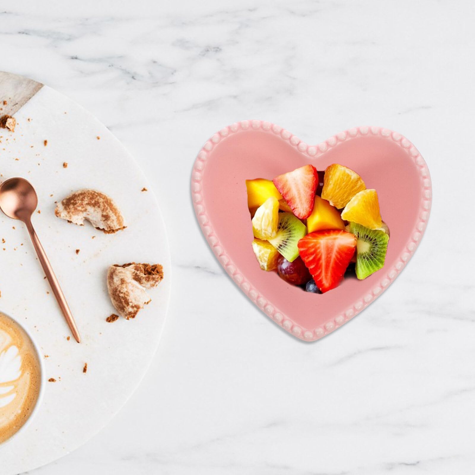 Luxshiny Heart Shaped Bowl Heart Shaped Bowl Ceramic Heart Bowl Heart Shape Salad Bowl Irregular Bowl for Fruit Salad Soup Cereal Snacks Dessert Pudding Cake Food Pink Oven Safe Bowls