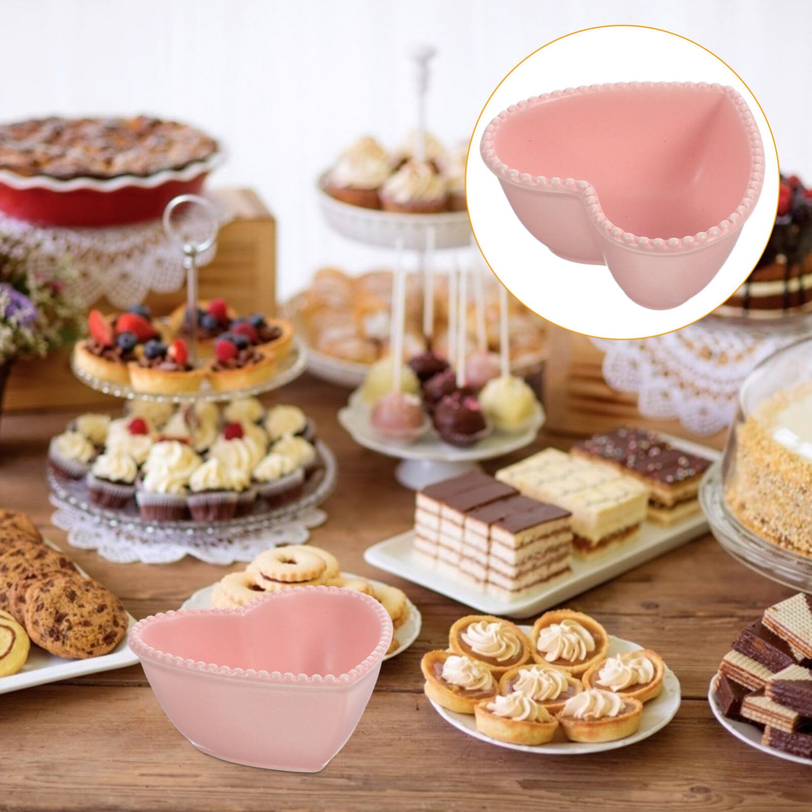 Luxshiny Heart Shaped Bowl Heart Shaped Bowl Ceramic Heart Bowl Heart Shape Salad Bowl Irregular Bowl for Fruit Salad Soup Cereal Snacks Dessert Pudding Cake Food Pink Oven Safe Bowls