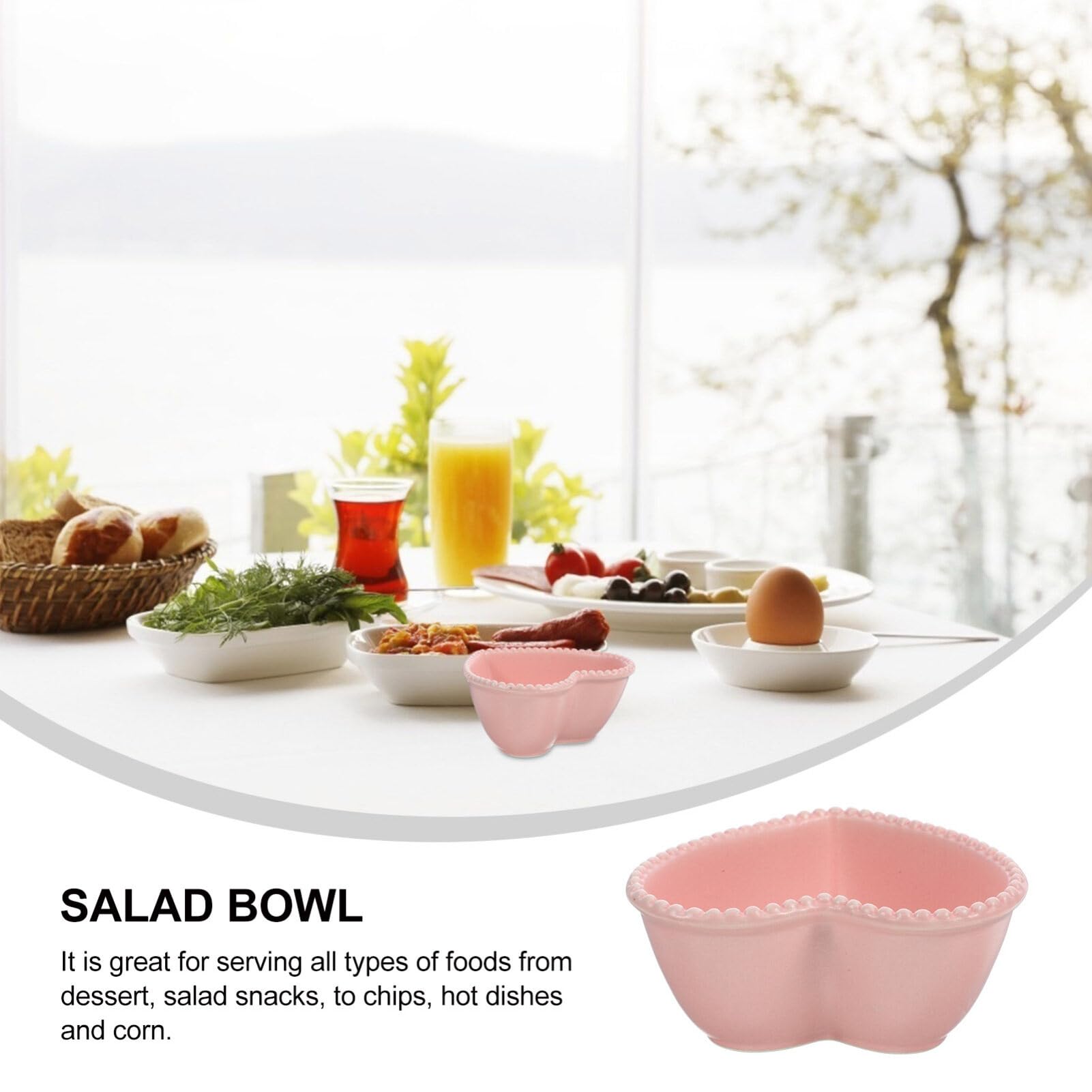 Luxshiny Heart Shaped Bowl Heart Shaped Bowl Ceramic Heart Bowl Heart Shape Salad Bowl Irregular Bowl for Fruit Salad Soup Cereal Snacks Dessert Pudding Cake Food Pink Oven Safe Bowls