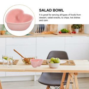 Luxshiny Heart Shaped Bowl Heart Shaped Bowl Ceramic Heart Bowl Heart Shape Salad Bowl Irregular Bowl for Fruit Salad Soup Cereal Snacks Dessert Pudding Cake Food Pink Oven Safe Bowls