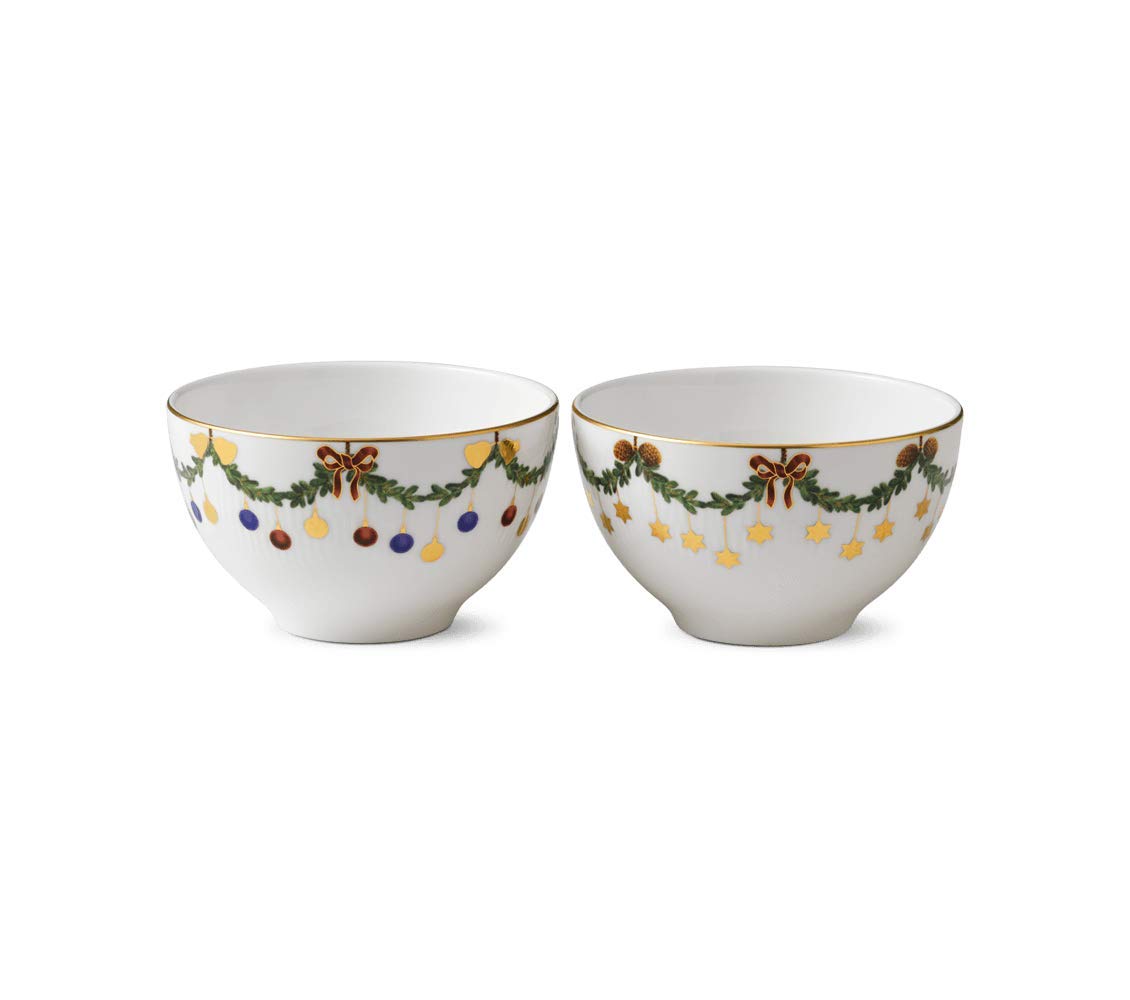 Star Fluted Christmas Chocolate Bowls, Set of 2