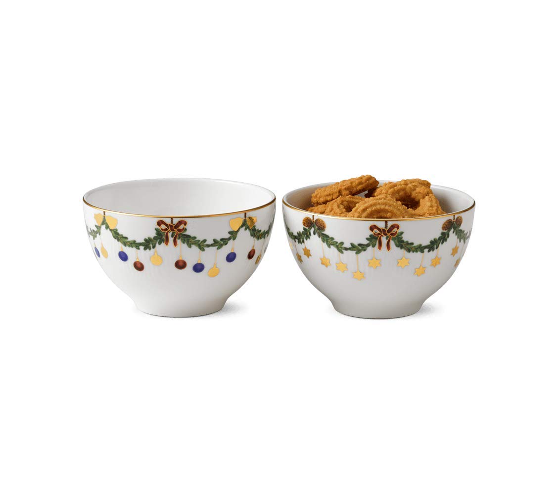 Star Fluted Christmas Chocolate Bowls, Set of 2