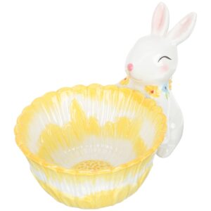 amosfun ceramic food bowl easter bunny candy dish ceramic easter basket easter ceramic rabbit bowl rabbit salad bowl bunny shaped bowl easter party tableware breakfast bowl