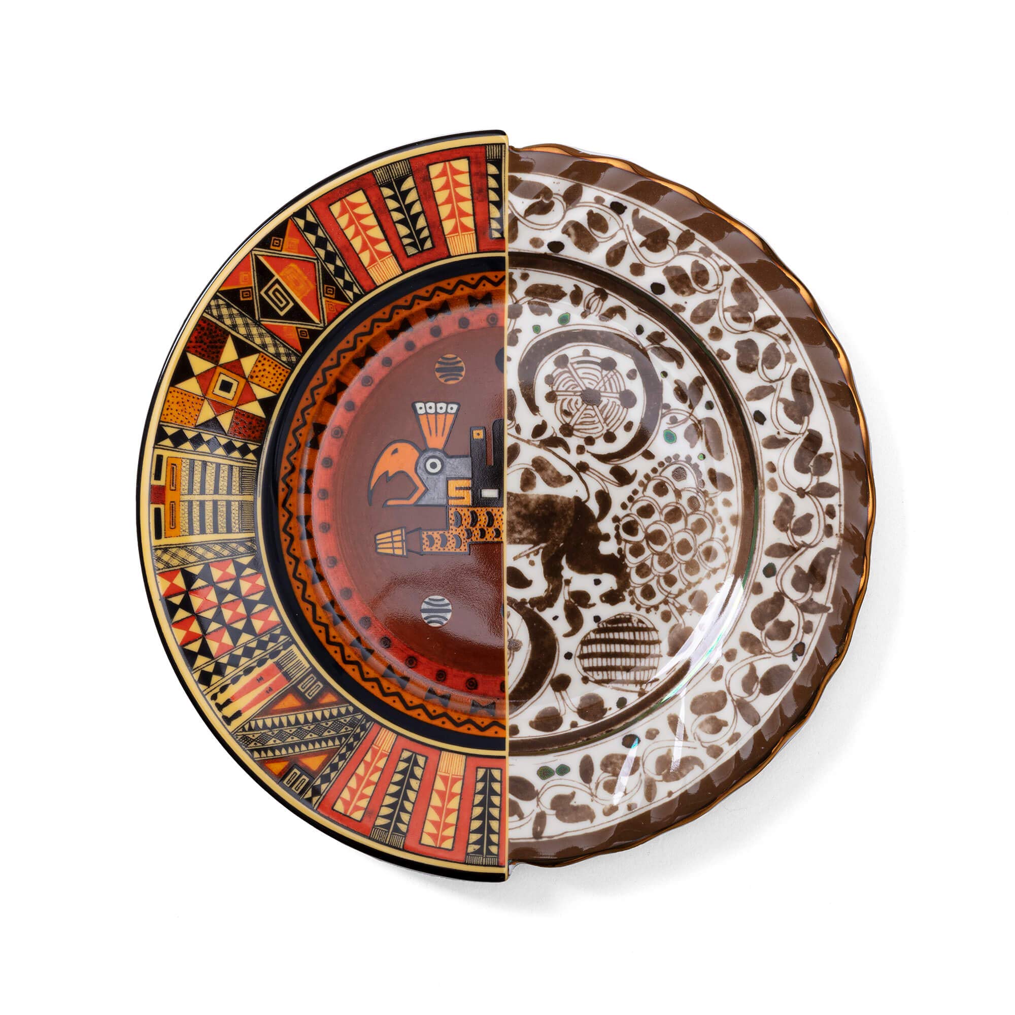 SELETTI Hybrid Plate, 10.6 inches (27 cm), MITLA Stylish, Hybrid Tableware, Western, Eastern Floral Pattern, Round, Modern, Durable, Pasta, Curry Cooking