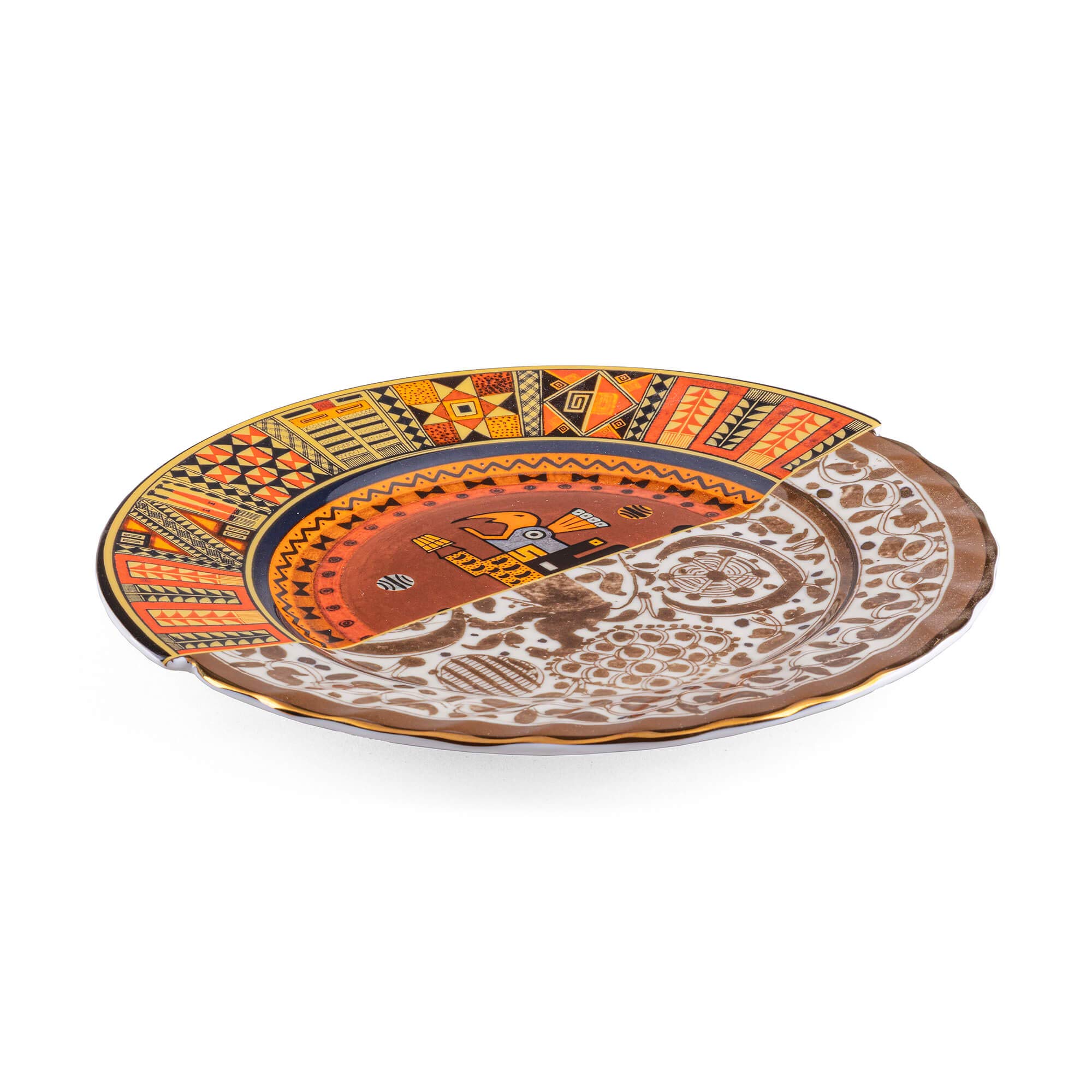 SELETTI Hybrid Plate, 10.6 inches (27 cm), MITLA Stylish, Hybrid Tableware, Western, Eastern Floral Pattern, Round, Modern, Durable, Pasta, Curry Cooking