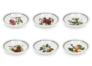 portmeirion pomona collection | set of 6 | ceramic dinnerware dish set | microwave and dishwasher safe | assorted fruit motifs | made in england (oatmeal/soup bowl)