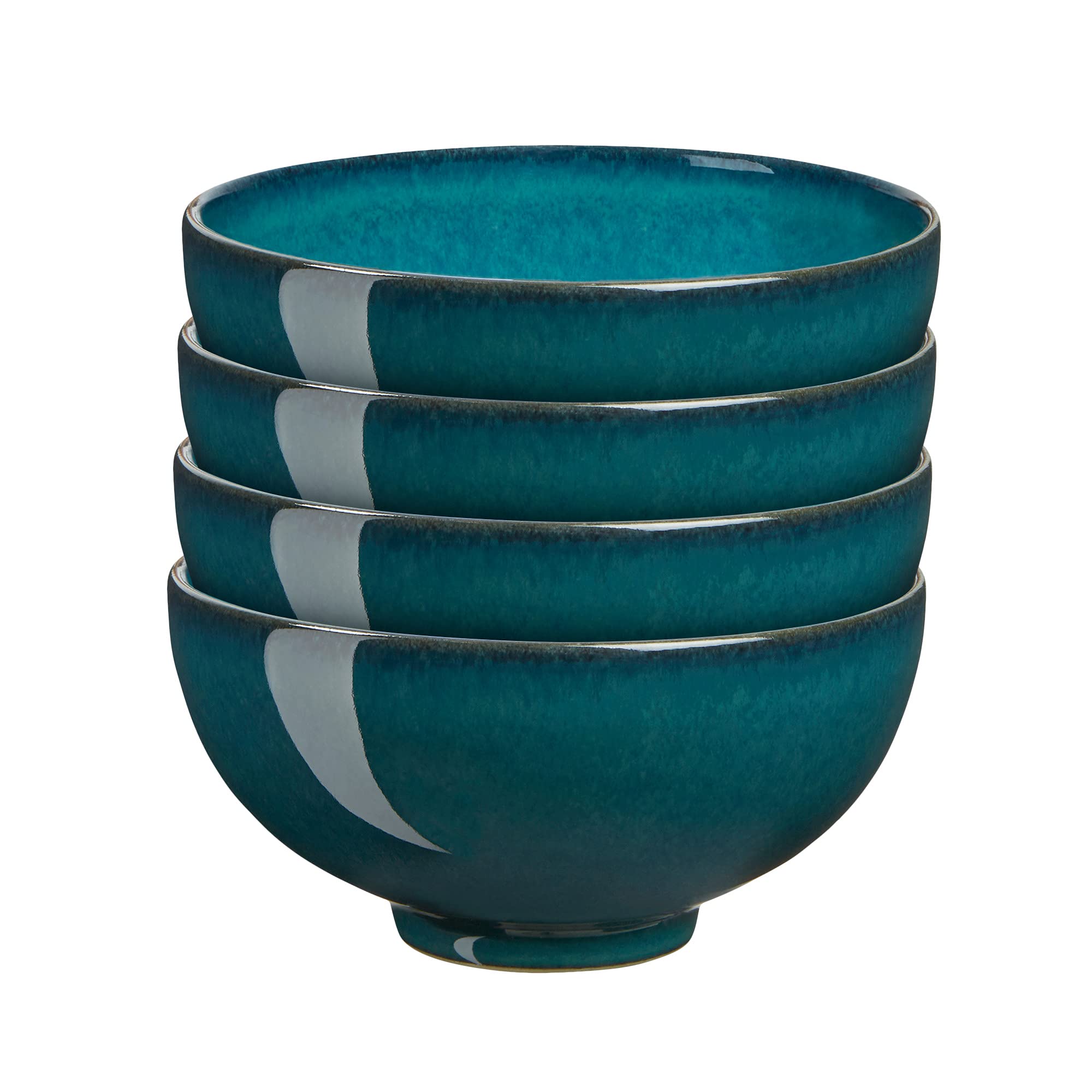 Denby Greenwich Rice Bowl Set of Four, Green, 024048045,13 x 13 x 6.5 cm; 1.13 Kilograms