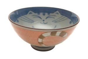 japanbargain, japanese porcelain bowl rice bowl soup bowl made in japan, maneki neko smiling cat pattern