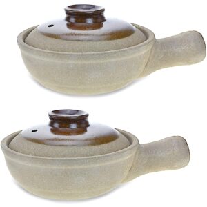 roe & moe large french onion ceramic soup bowl's set of 2 20 oz. with handle and lid in rustic design