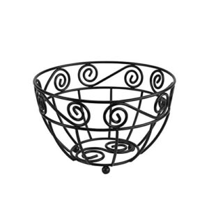 Spectrum Diversified Scroll Mini Fruit Bowl, Classic Kitchen Design for Produce Storage Basket Holder, Countertop Décor & Kitchen Organization, Traditional Décor, Black