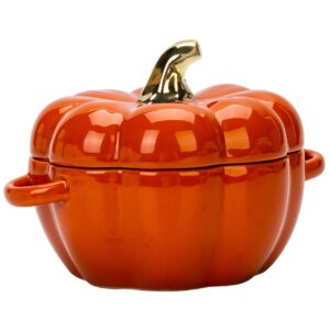 yumuo pumpkin not-stick ceramics dish,fashion creative tableware dessert fruit soup bowl with lid,for cooking & serving orange