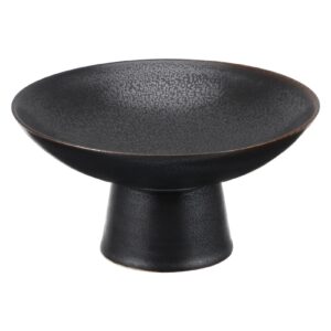 yardwe pedestal bowl, fruit bowl for kkitchen counter, footed ceramic bowl for fruit snack nut (4 x 2.4 inch, black)