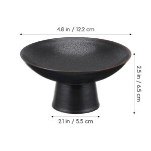 Yardwe Pedestal Bowl, Fruit Bowl for Kkitchen Counter, Footed Ceramic Bowl for Fruit Snack Nut (4 x 2.4 Inch, Black)