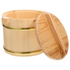 operitacx steaming cask wooden sushi rice bowl hangiri sushi rice mixing tub container wooden sushi barrel japanese sushi rice storage bucket for home restaurant japanese rice tub