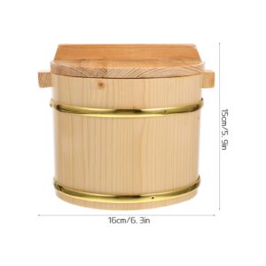 Operitacx Steaming Cask Wooden Sushi Rice Bowl Hangiri Sushi Rice Mixing Tub Container Wooden Sushi Barrel Japanese Sushi Rice Storage Bucket for Home Restaurant Japanese Rice Tub