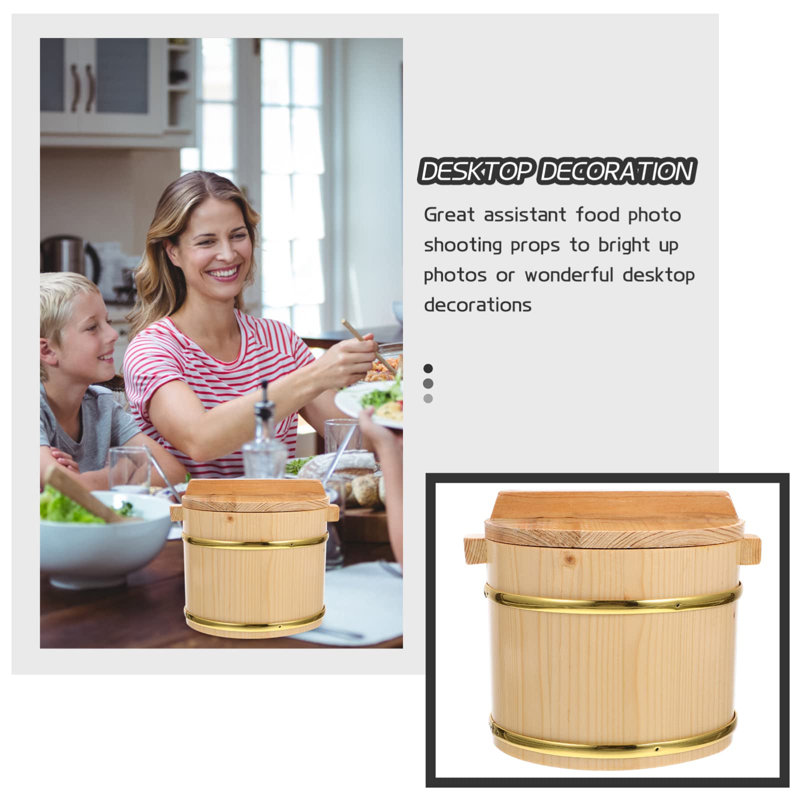 Operitacx Steaming Cask Wooden Sushi Rice Bowl Hangiri Sushi Rice Mixing Tub Container Wooden Sushi Barrel Japanese Sushi Rice Storage Bucket for Home Restaurant Japanese Rice Tub