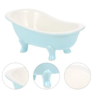 Hemoton Blue Ceramic Dessert Bowls Bathtub Shape Food Serving Bowl Reusable Ice Cream Bowl Household Candy Bowl Dish Appetizer Bowls for Home Restaurant