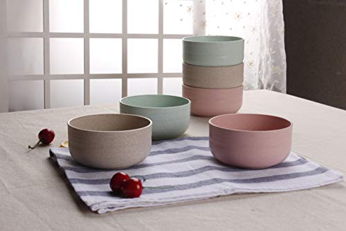 V TOWER Microwave Safe Bowls Set 13oz - 6 Wheat Straw Bowls Stylish Small Bowls Strong and Unbreakable for Dinner