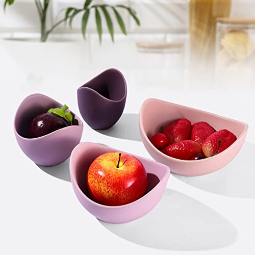 LURRIER Unique Salad Bowls, 4 Packs Lotus Bowl set, Decorative Bowls, Unique Ceramic Bowls for Salad, Pasta, Ideal for Home Decor(Violet Purple)