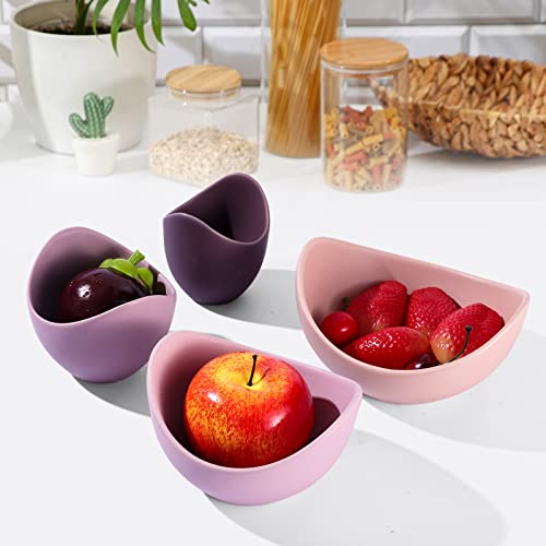 LURRIER Unique Salad Bowls, 4 Packs Lotus Bowl set, Decorative Bowls, Unique Ceramic Bowls for Salad, Pasta, Ideal for Home Decor(Violet Purple)