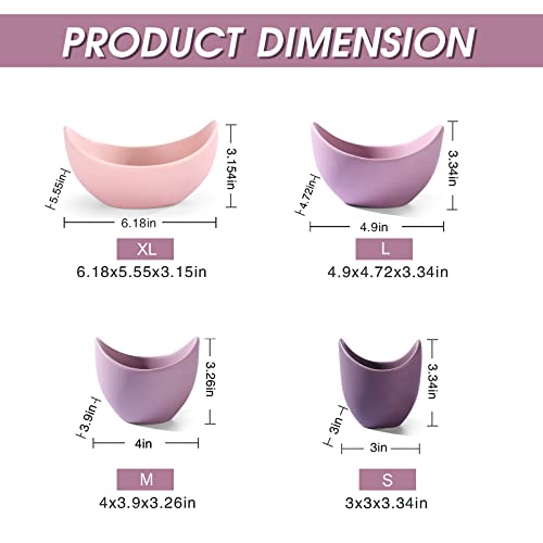 LURRIER Unique Salad Bowls, 4 Packs Lotus Bowl set, Decorative Bowls, Unique Ceramic Bowls for Salad, Pasta, Ideal for Home Decor(Violet Purple)