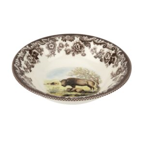 spode woodland ascot cereal bowl, bison, 8” | perfect for oatmeal, salads, and desserts | made in england from fine earthenware | microwave and dishwasher safe