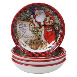 certified international magic of christmas santa 36 oz. soup/cereal bowls, set of 4, multicolored