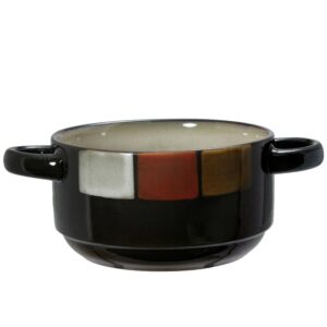 pfaltzgraff taos double handed soup bowl, 29-ounce, brown, red, white